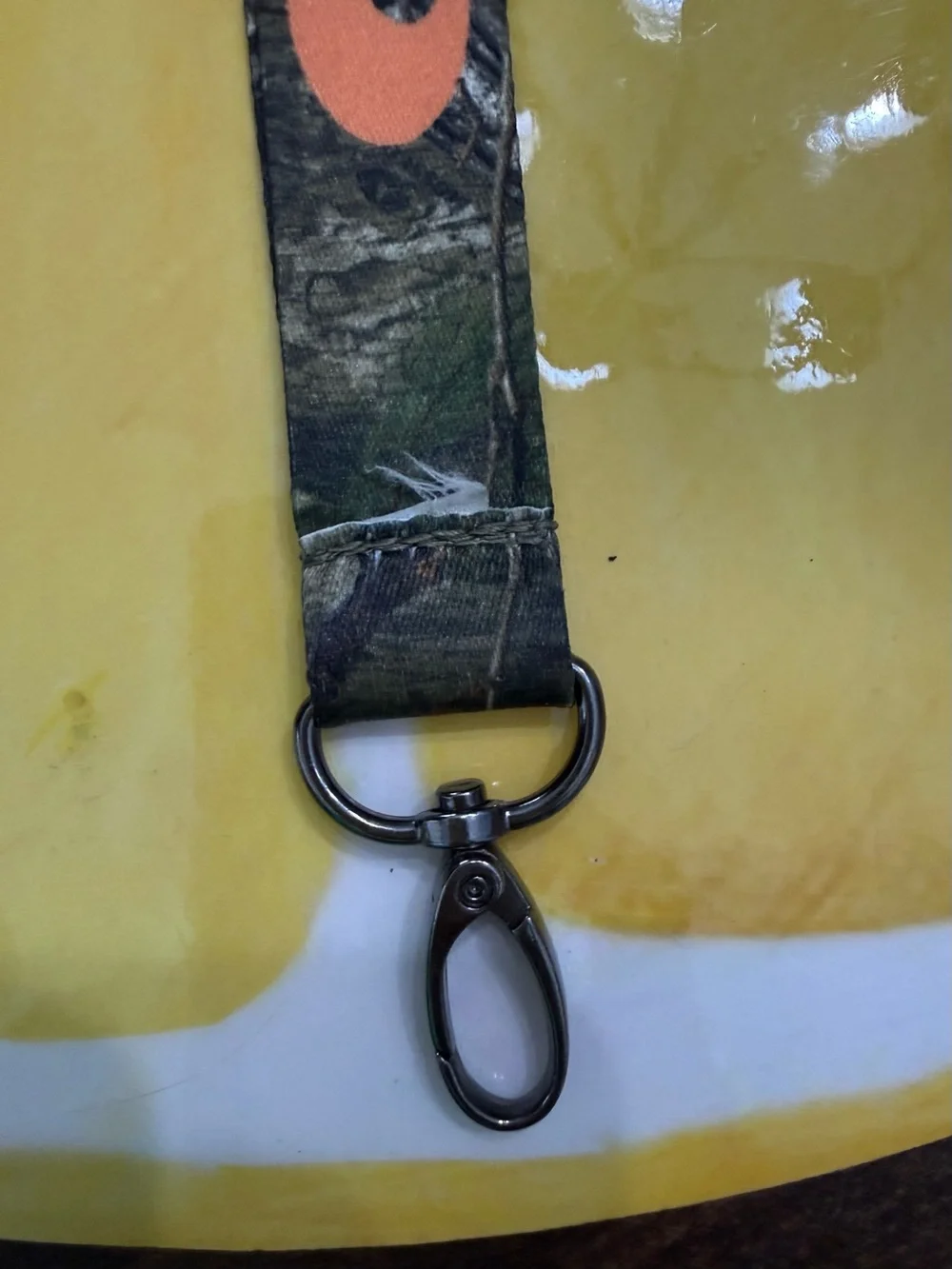 Costa Camo Lanyard with Orange Logo Text